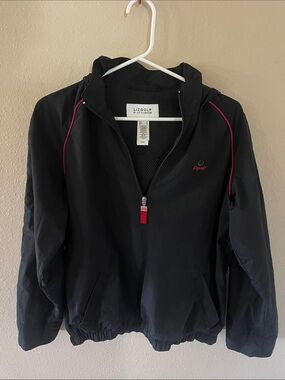 Liz Golf Black Utility Jacket with Red Contrast Trim